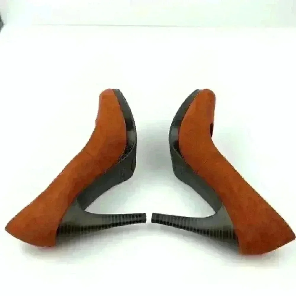 Apt 9 heels sz 6 orange rust faux suede platforms